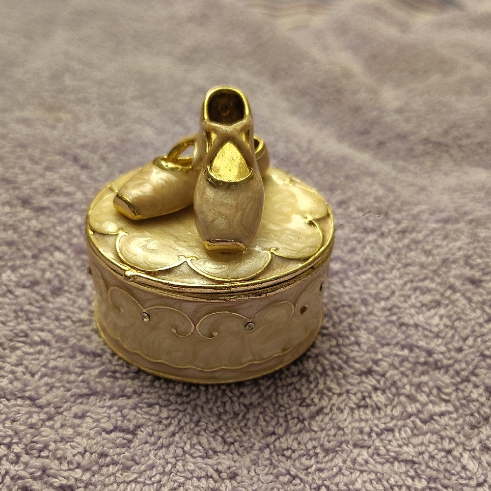 Gold and Cream Ballet Shoe Trinket Box